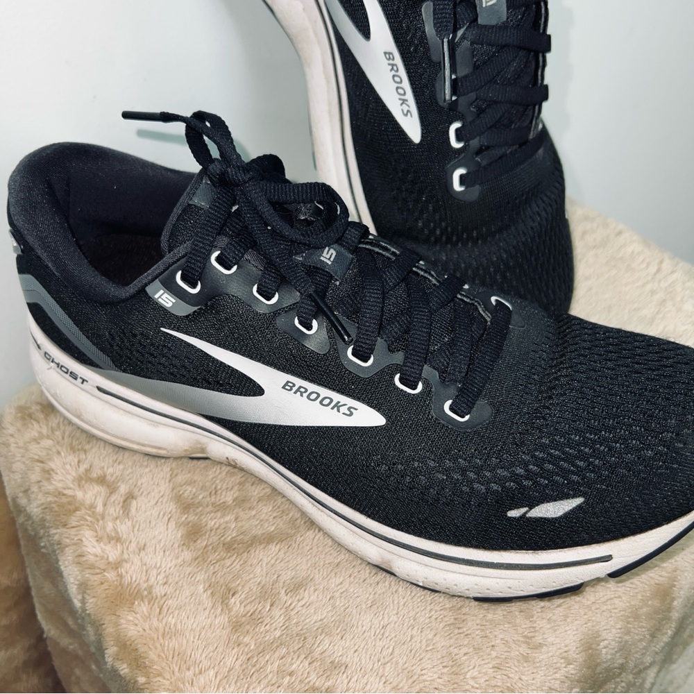 Brooks Ghost 15 Running Athletic Sneakers Shoes US 10 M Black Silver/Gray - Picture 3 of 10